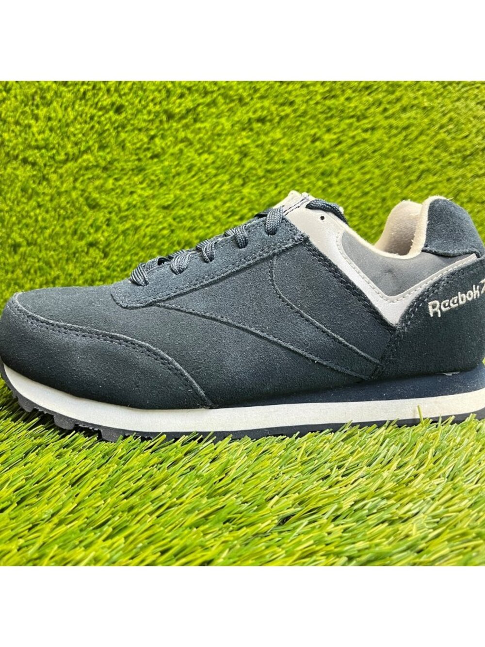 Reebok Leelap Retro Mens 7 Womens Size 9 Navy Blue Steel Toe Work Jogger Shoes